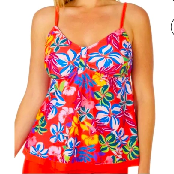 Caribbean Joe Other - Caribbean Joe Babydoll Tankini Swim Top